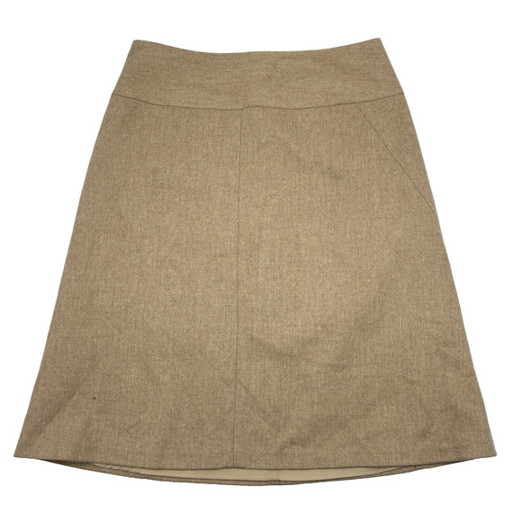2006 Banana Republic Beige Wool Blend Mid Rise A-line Midi Skirt Size 0 26x21.5" - Picture 1 of 12